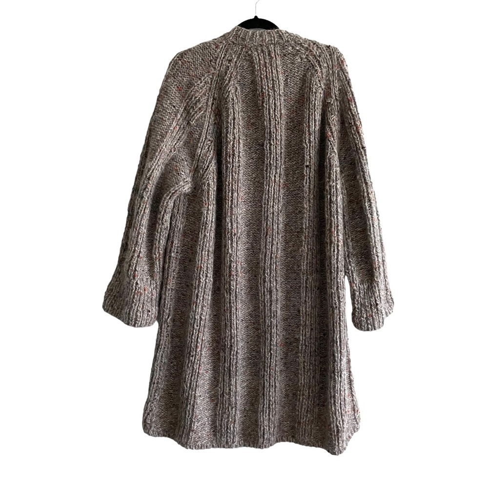 HAND KNIT Wool Button Front Long Cardigan Sweater Coat XL - Picture 6 of 9